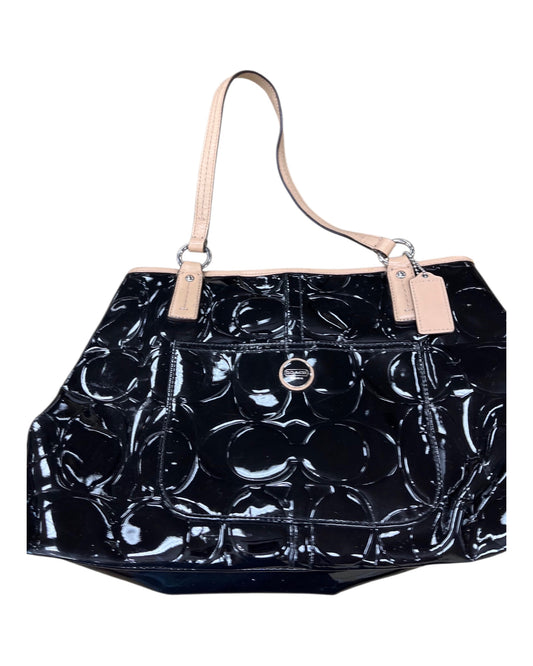Handbag Designer By Coach In Black & Tan, Size:Medium