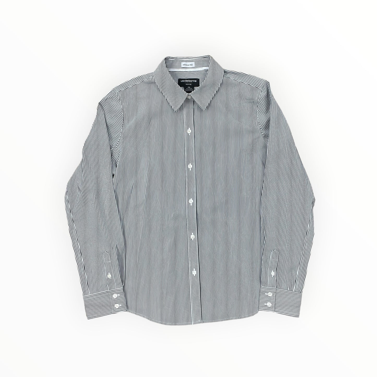 Blouse Ls By Liz Claiborne In Grey & White, Size:Mp
