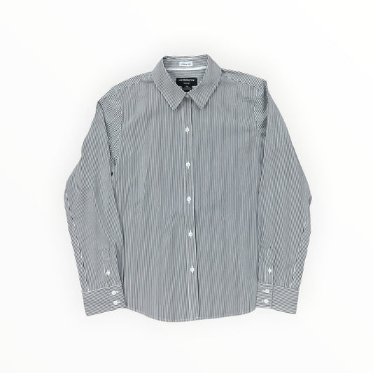 Blouse Ls By Liz Claiborne In Grey & White, Size:Mp