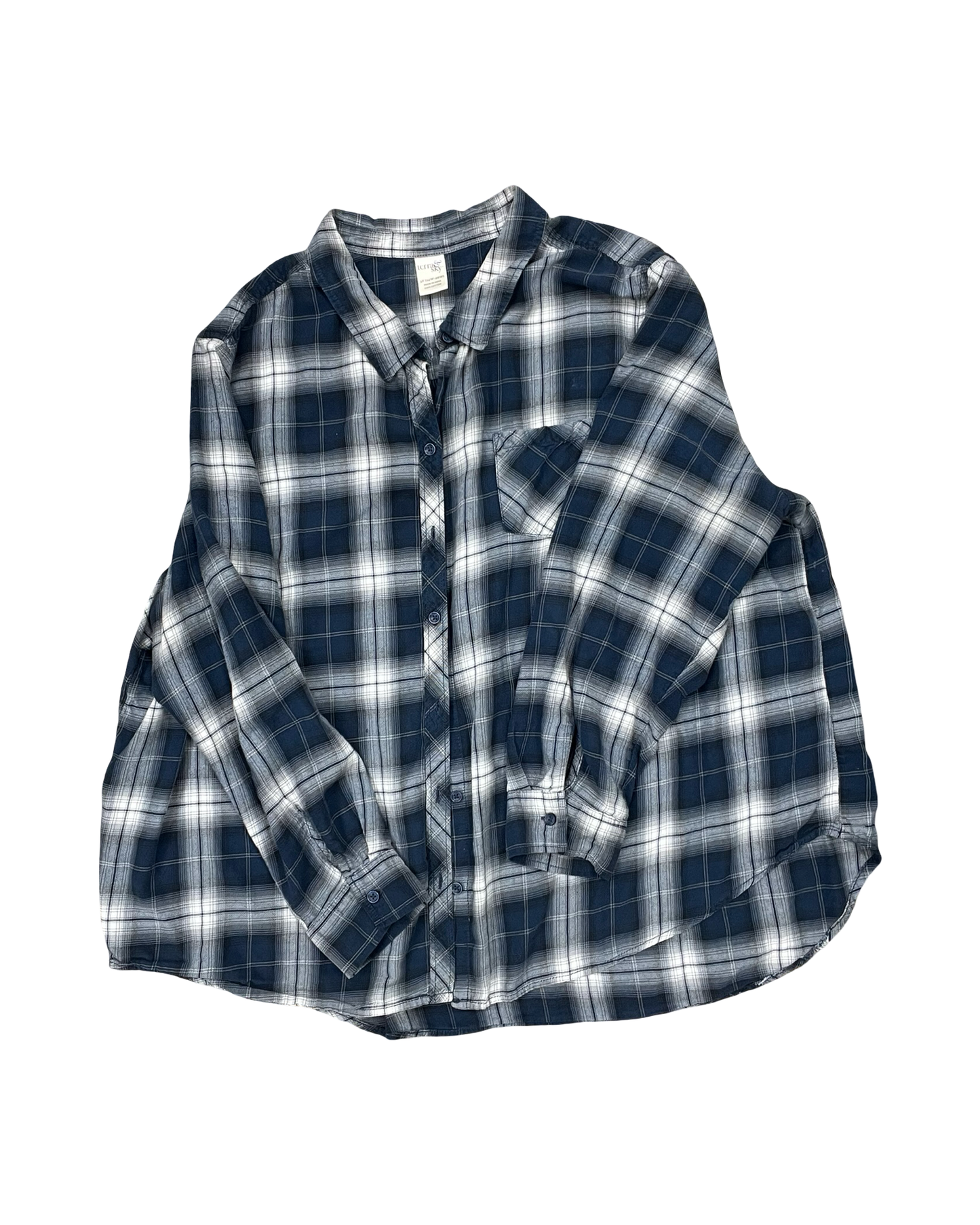 Blouse Ls By Terra & Sky In Blue & White, Size:3X