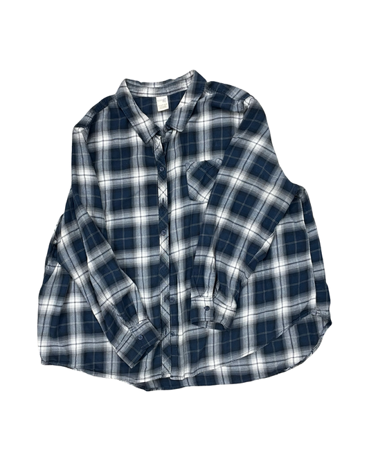 Blouse Ls By Terra & Sky In Blue & White, Size:3X