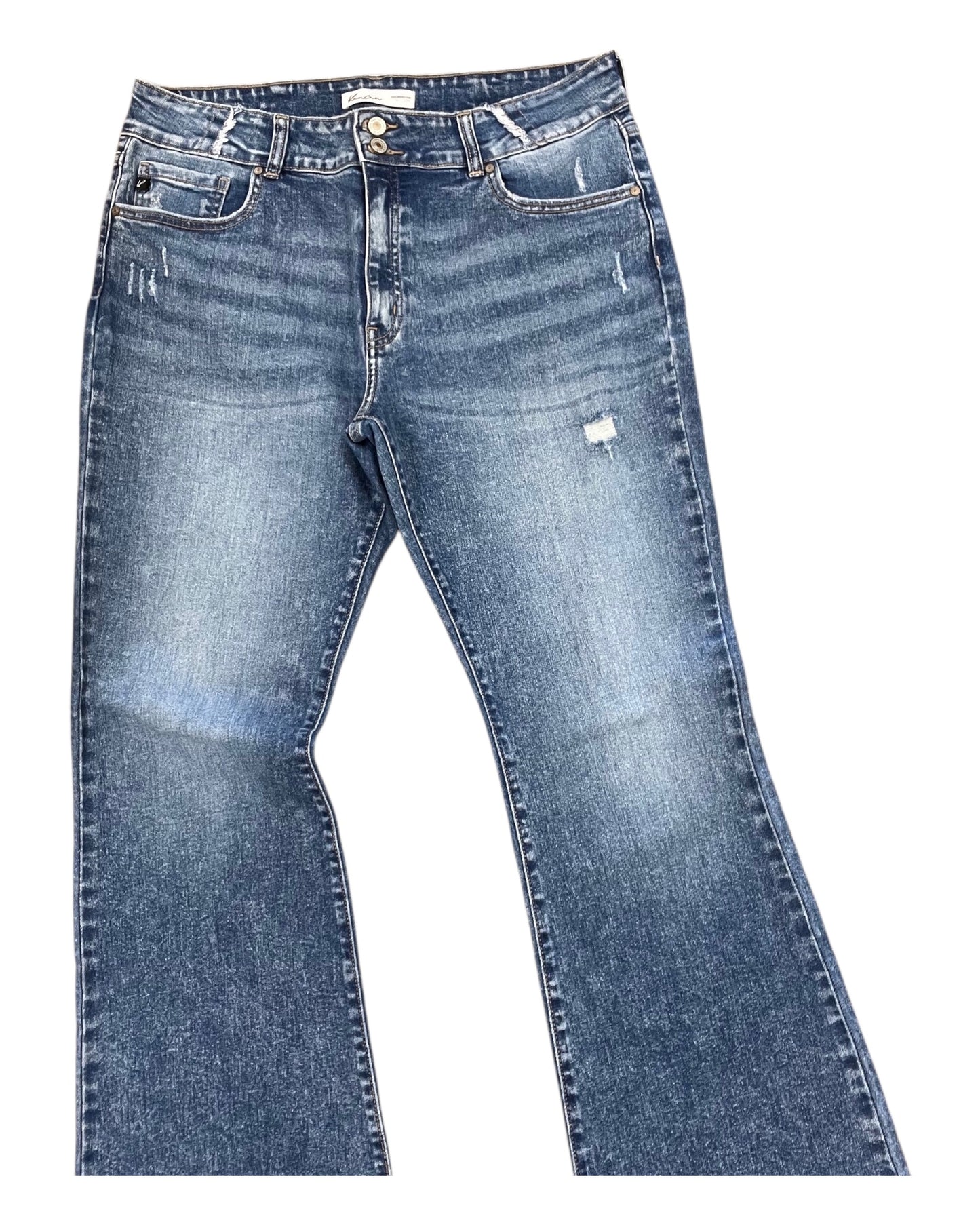 Jeans Flared By Kancan In Blue Denim, Size:14