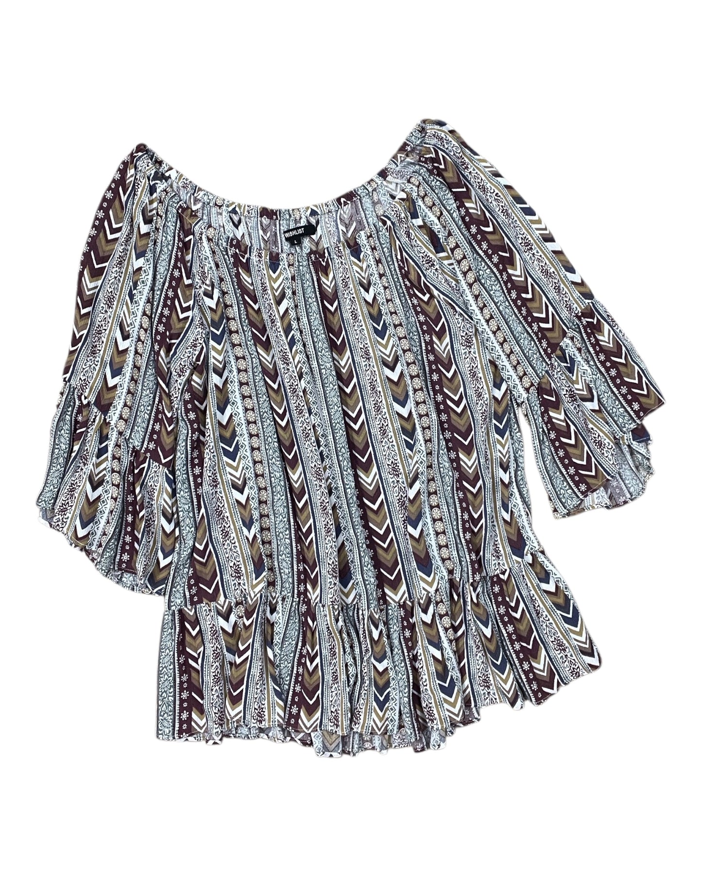 Top 3/4 Sleeve By Wishlist In Blue & White, Size:L