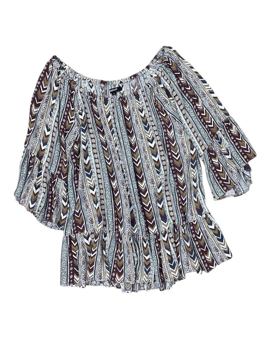 Top 3/4 Sleeve By Wishlist In Blue & White, Size:L