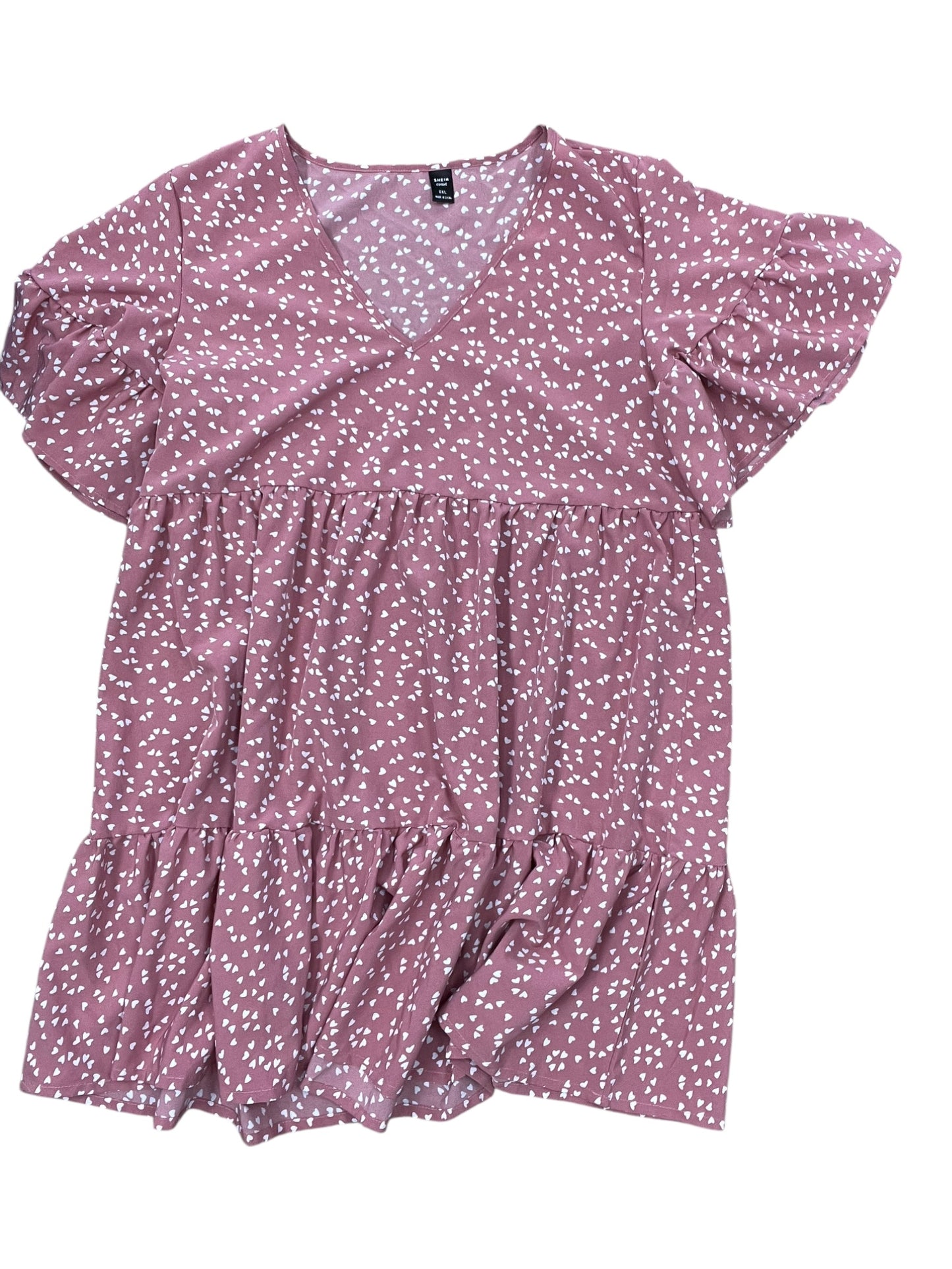 Dress Casual Midi By Shein In Pink & White, Size:Xl
