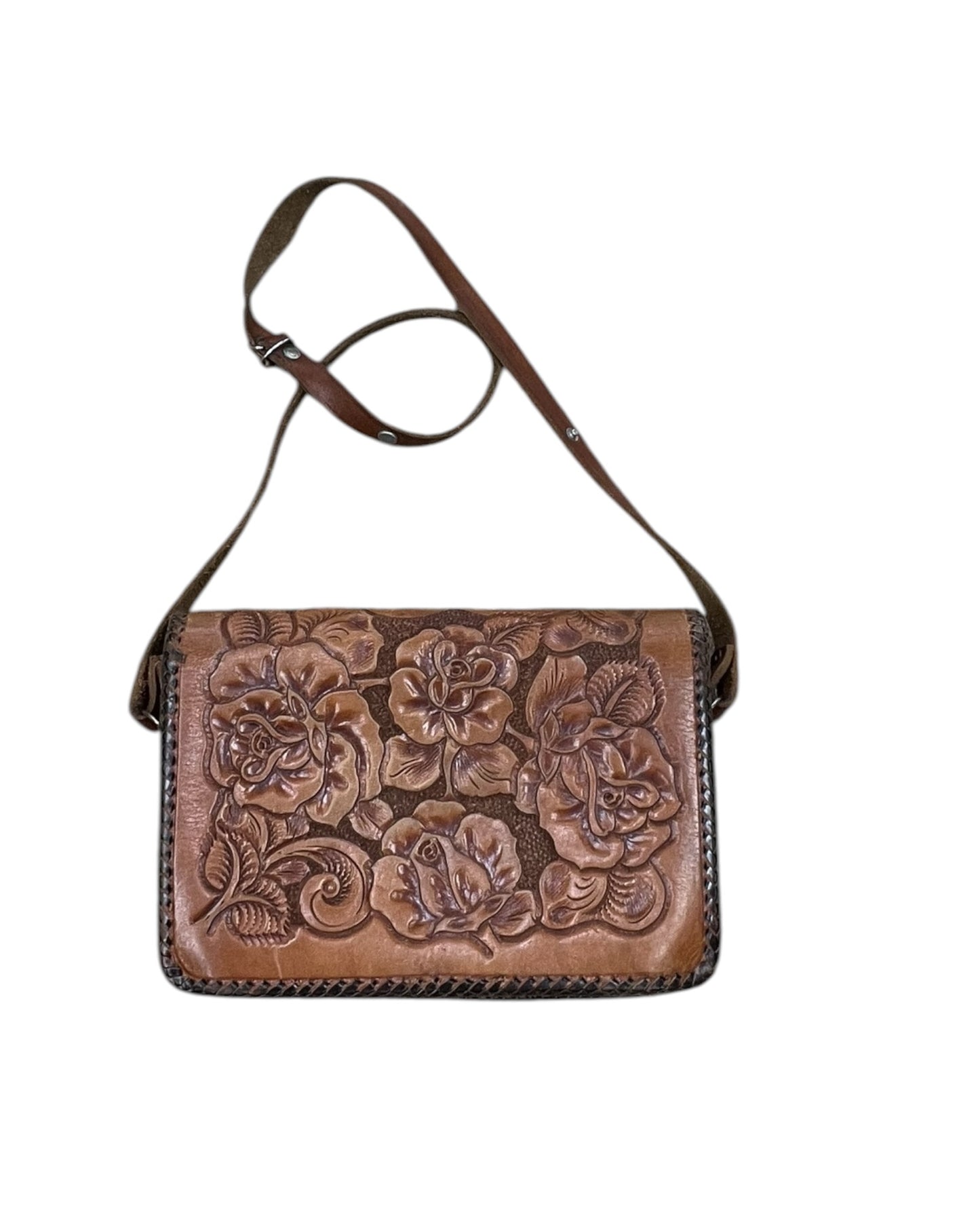 Handbag Leather By Clothes Mentor In Brown, Size:Medium