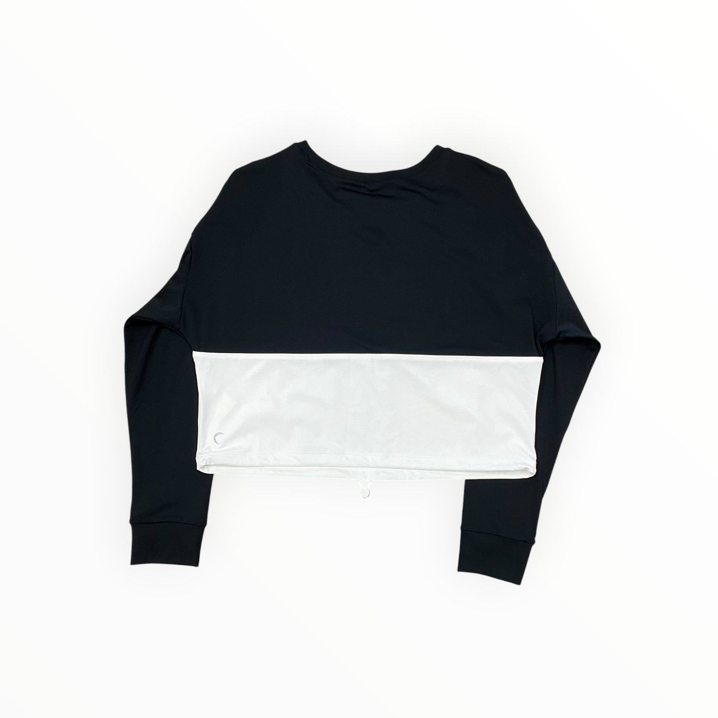 Athletic Top Ls Collar By Zyia In Black & Cream, Size:L