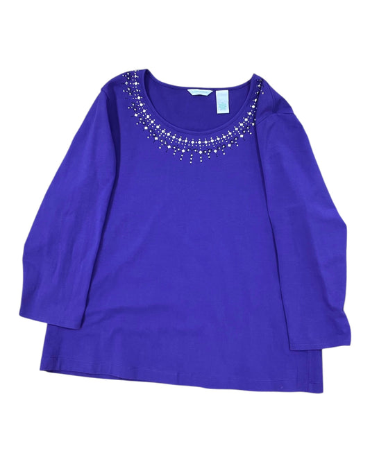 Top Ls By Laura Ashley In Purple, Size:Xl