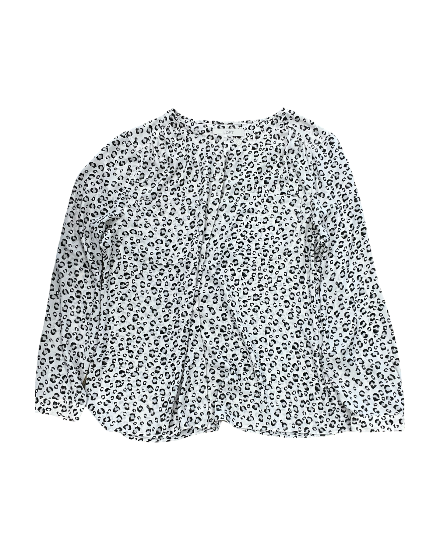 Blouse Ls By Loft In Animal Print, Size:Xl