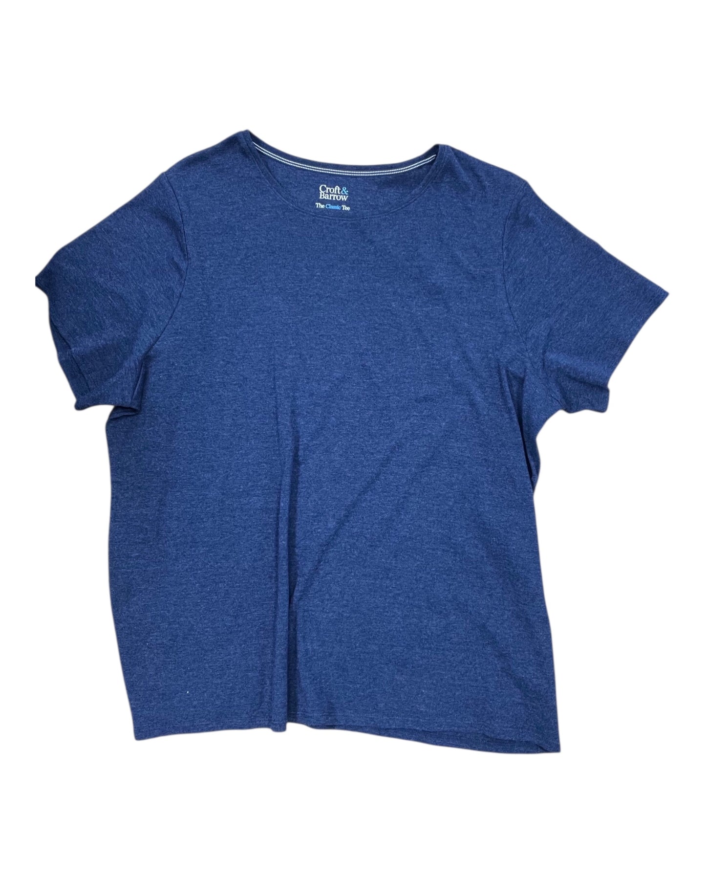 Top Ss Basic By Croft And Barrow In Blue, Size:2X