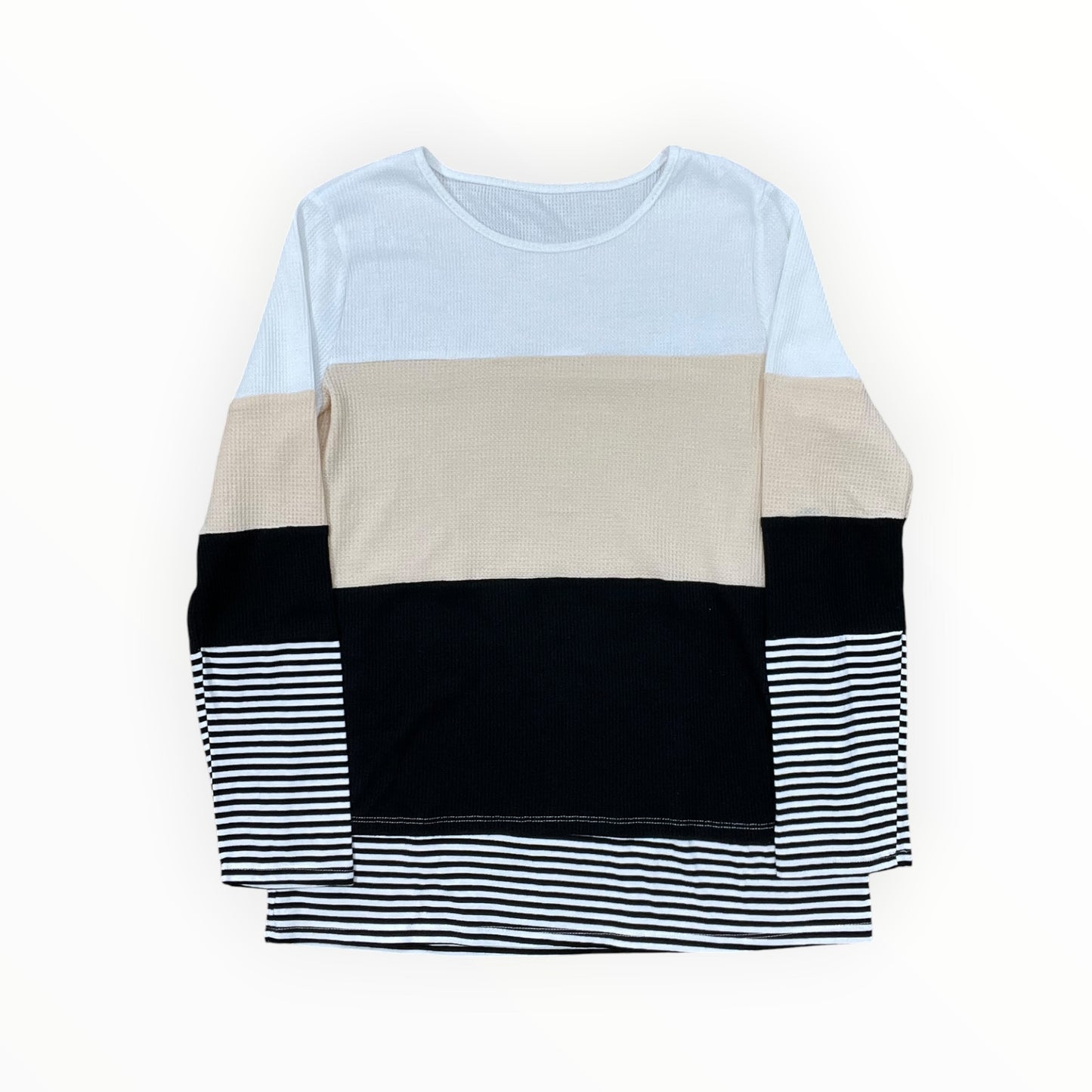 Top Ls By Clothes Mentor In Tan & White, Size:L