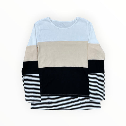 Top Ls By Clothes Mentor In Tan & White, Size:L