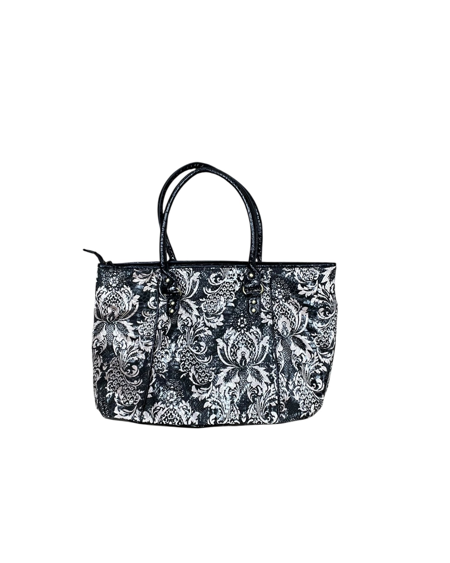 Handbag By Clothes Mentor In Black & Tan, Size:Medium