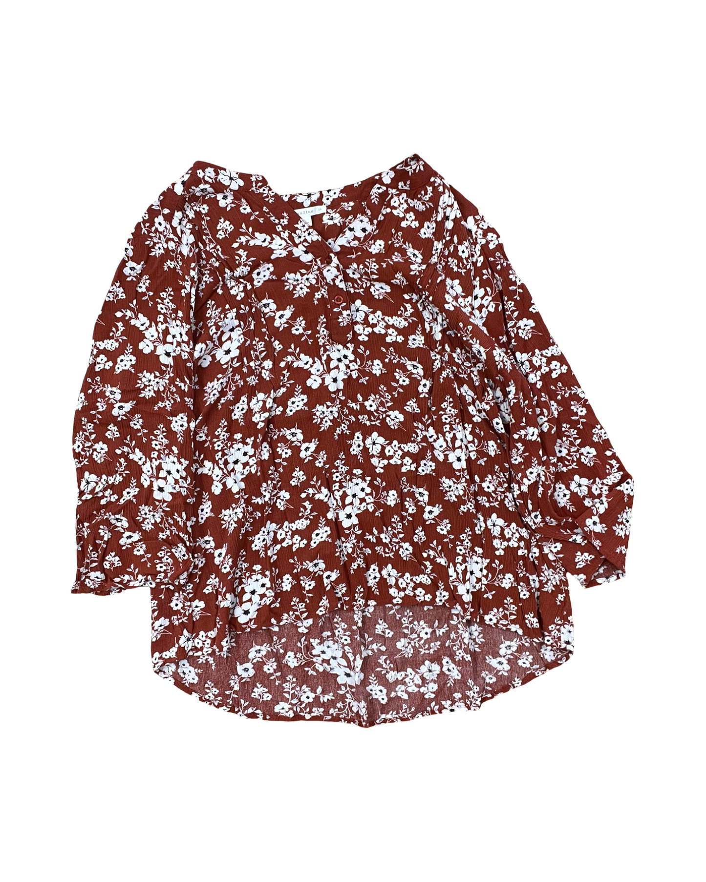 Top 3/4 Sleeve By Fun And Flirt In Orange & White, Size:2X