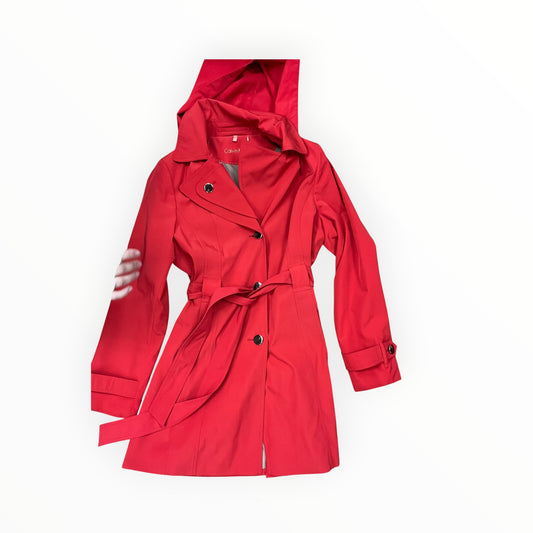 Coat Raincoat By Calvin Klein In Red, Size:M