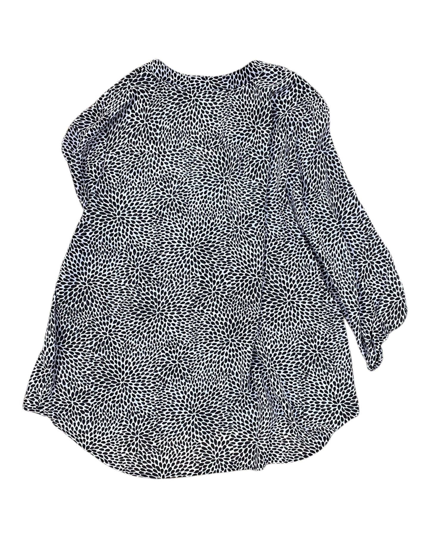 Top 3/4 Sleeve By Liz Claiborne In Black & White, Size:1X
