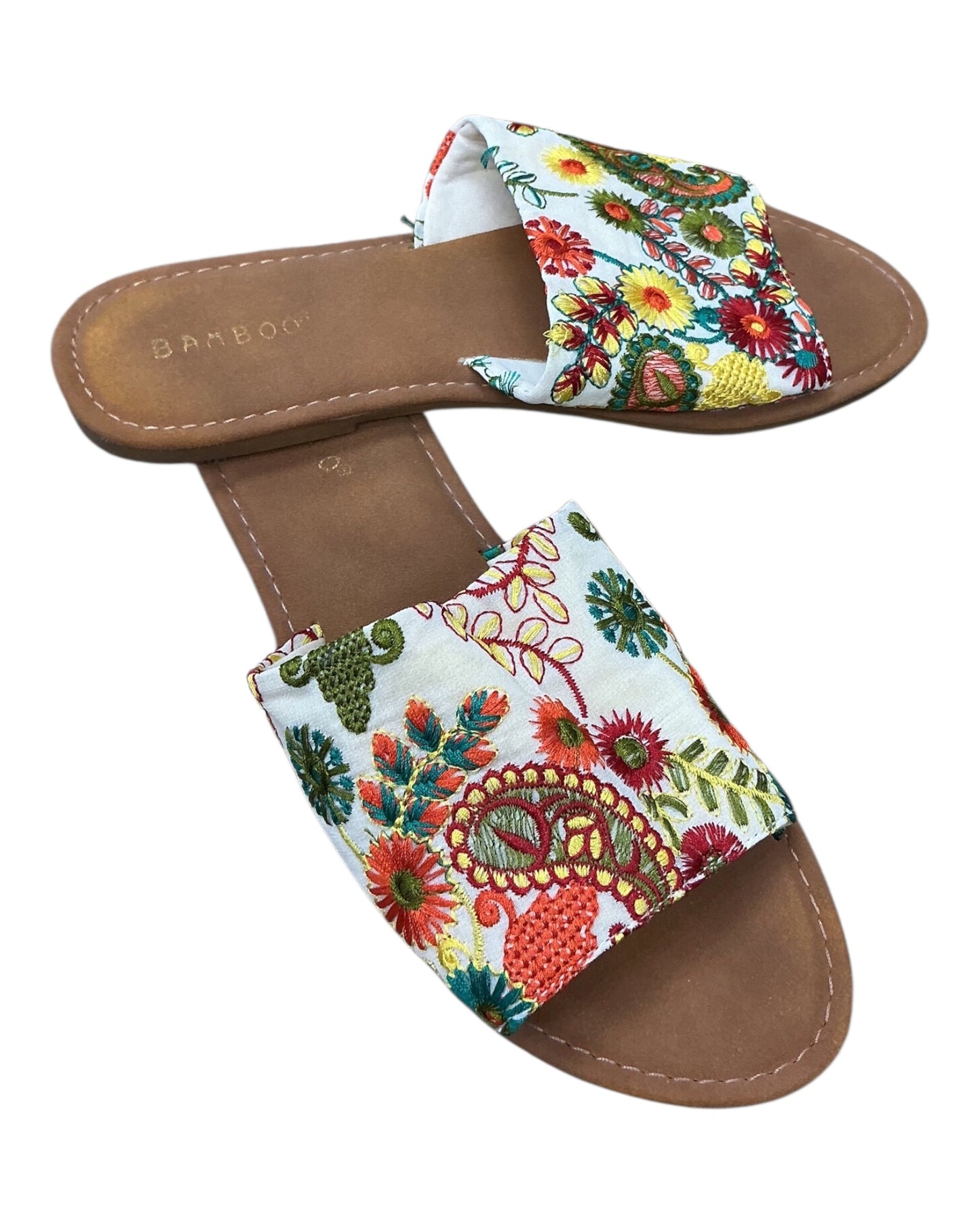 Sandals Flats By Bamboo In Cream & Orange, Size:8