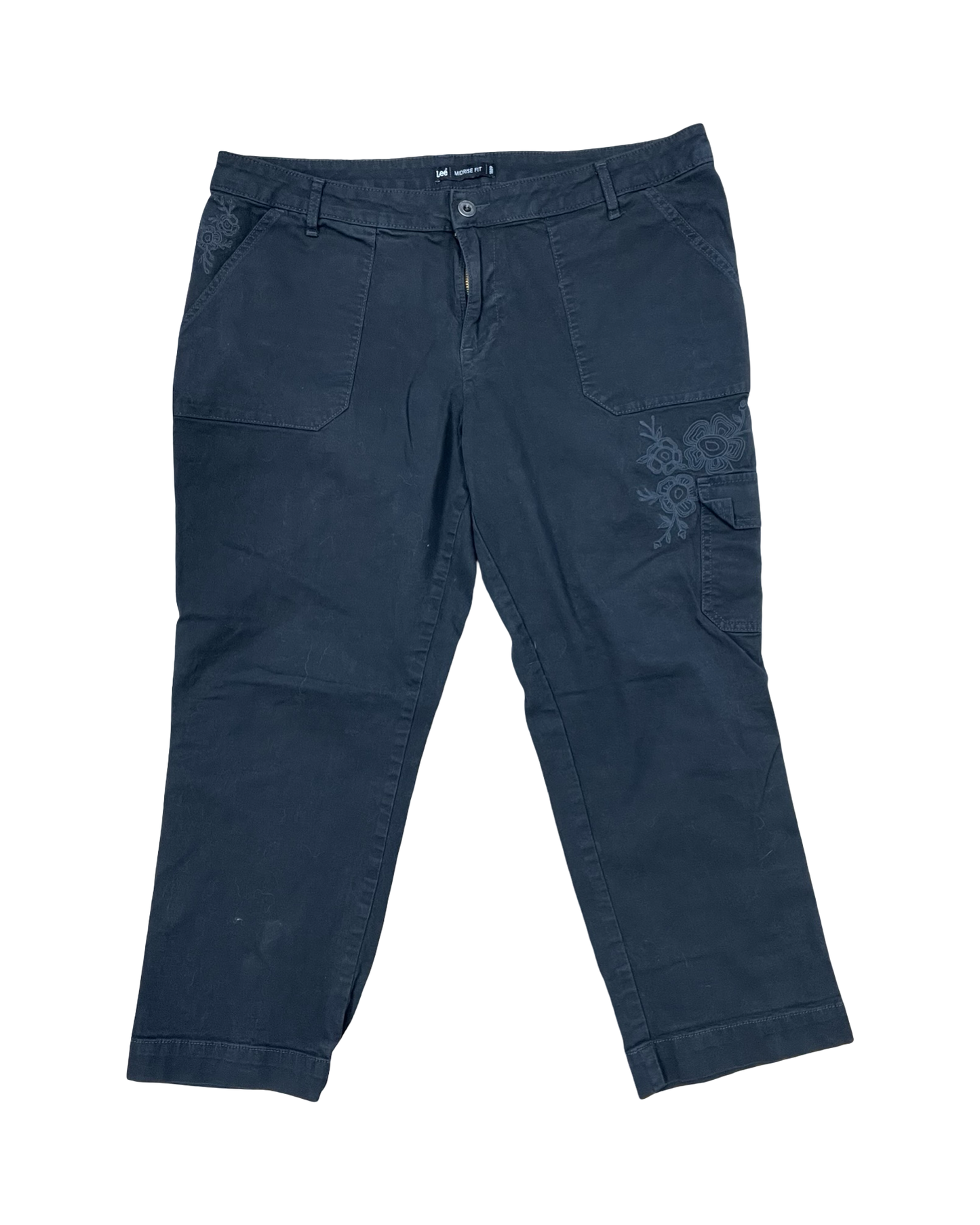 Jeans Cropped By Lee In Black Denim, Size:16