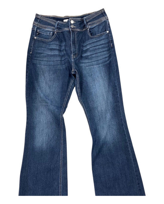 Jeans Flared By Kancan In Blue Denim, Size:14