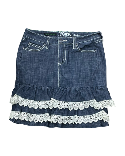 Skirt Mini & Short By Wrangler In Blue Denim, Size:4