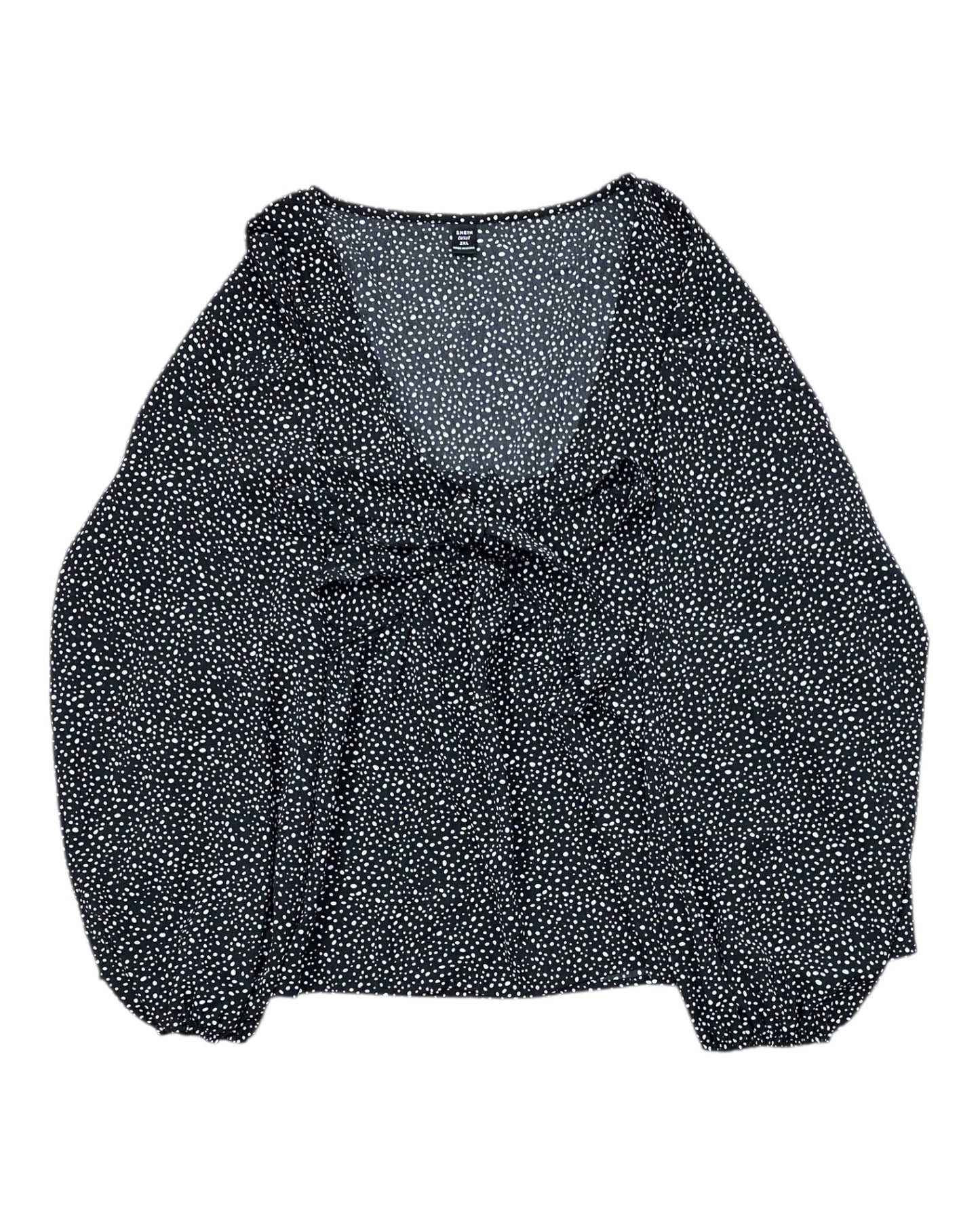 Top Ls By Shein In Black & White, Size:2X