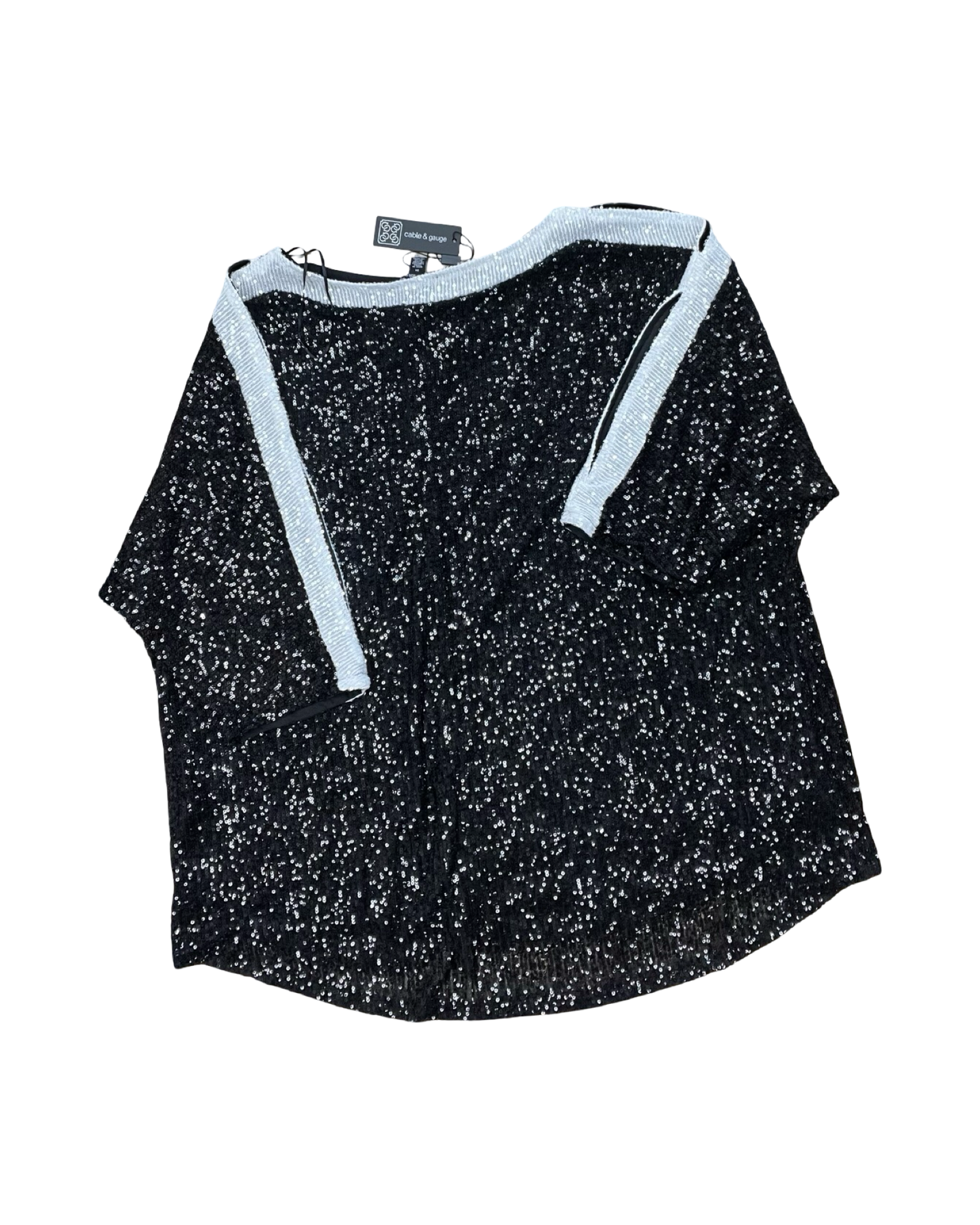 Top Ls By Cable And Gauge In Black & White, Size:3X
