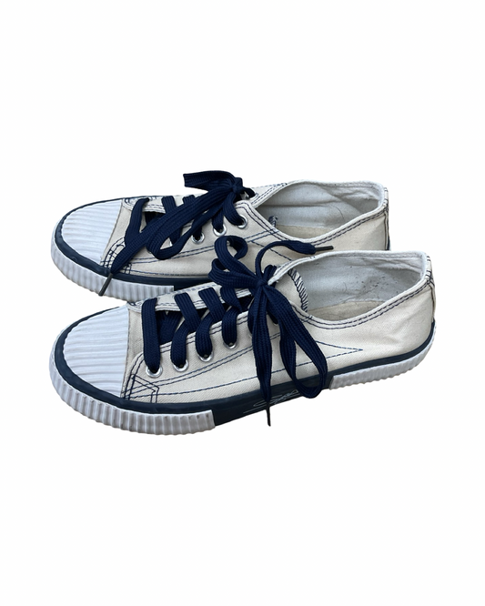 Shoes Flats By Clothes Mentor In Blue & Tan, Size:9.5