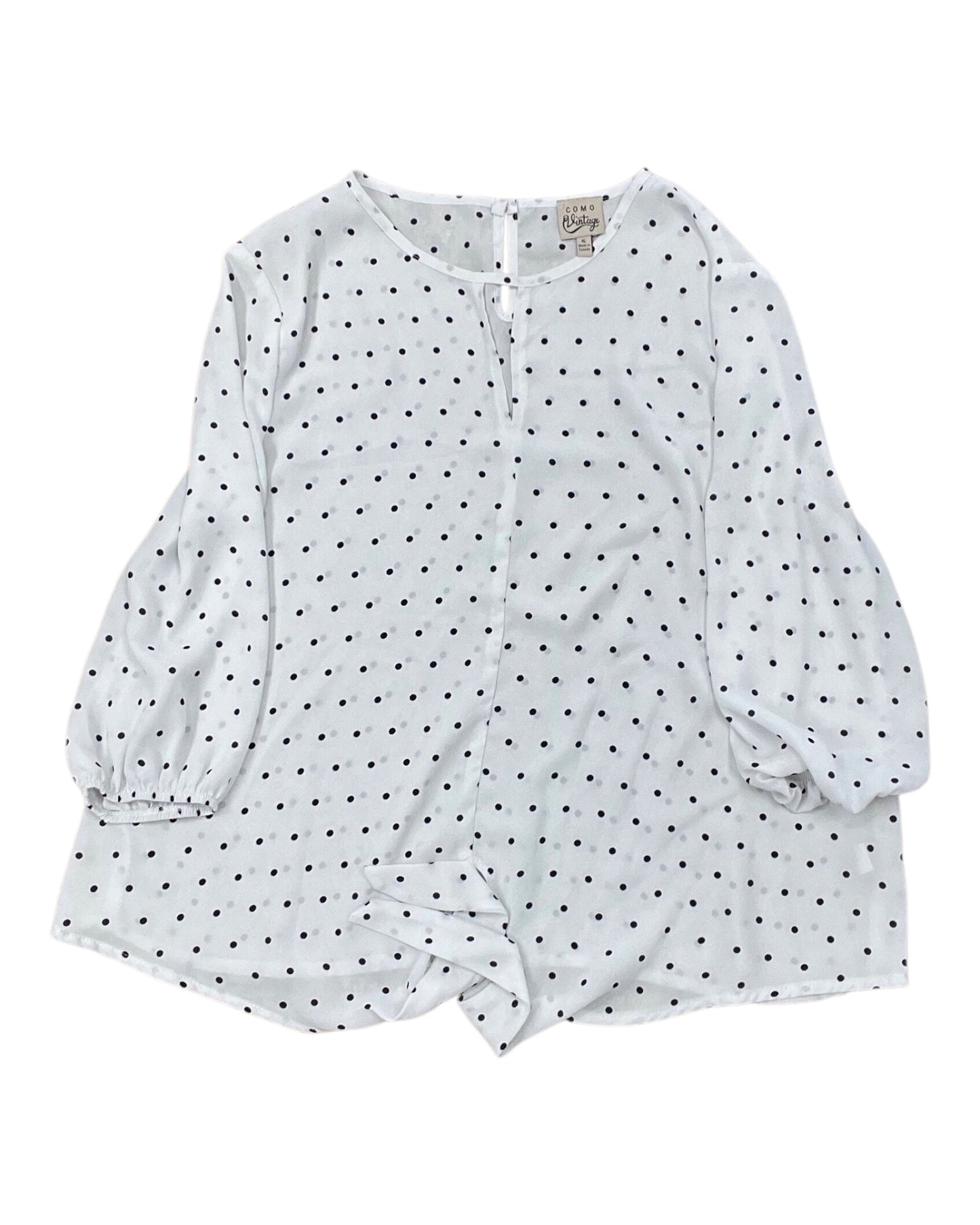 Top 3/4 Sleeve By Como Vintage In White, Size:Xl