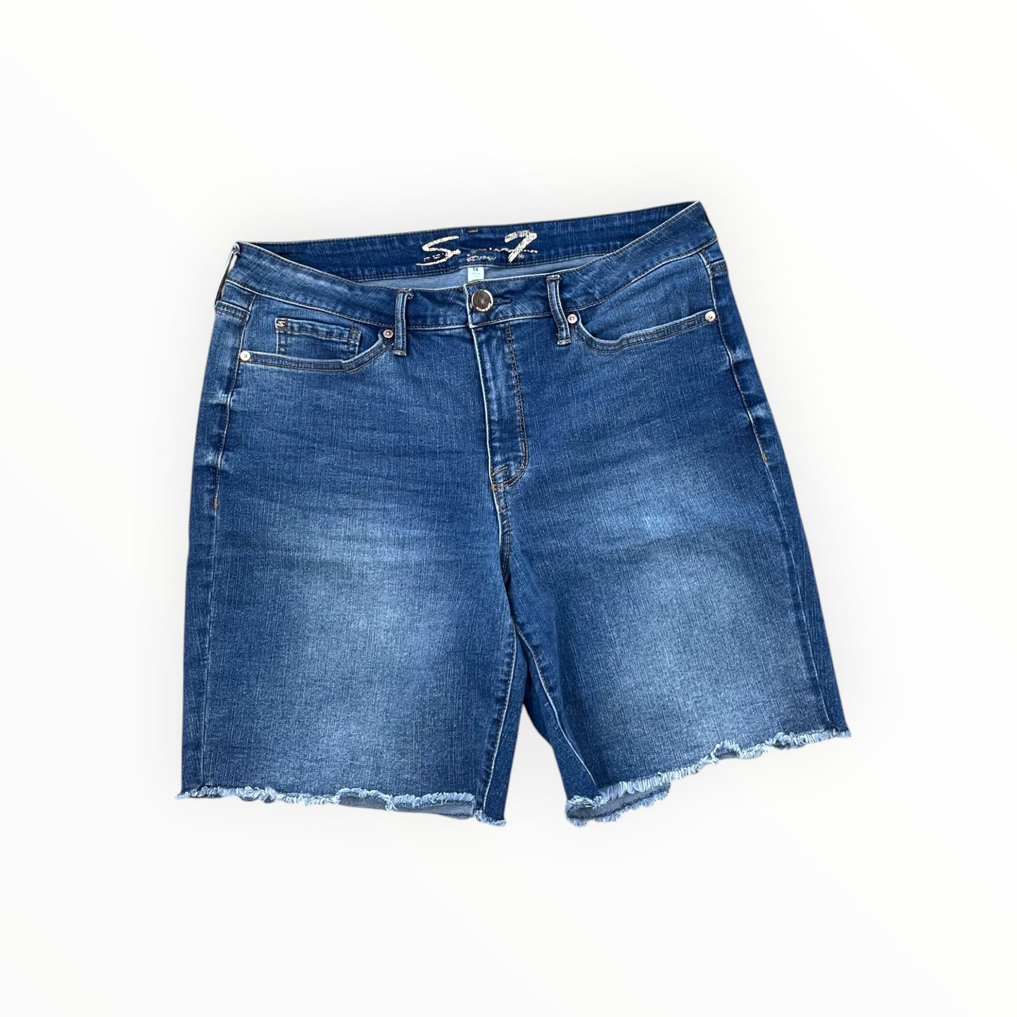Shorts By Seven 7 In Blue Denim, Size:14