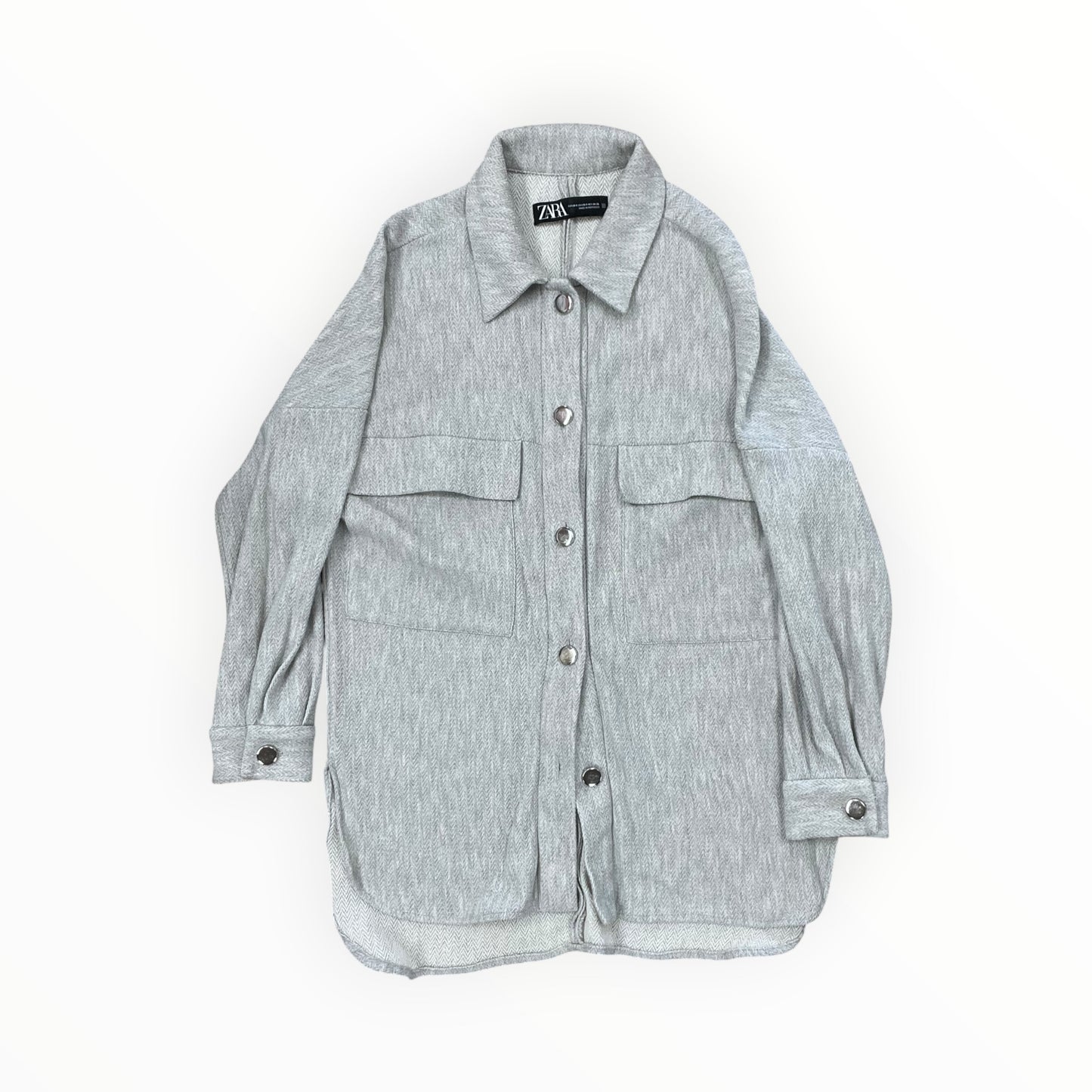 Jacket Shirt By Zara In Grey, Size:S