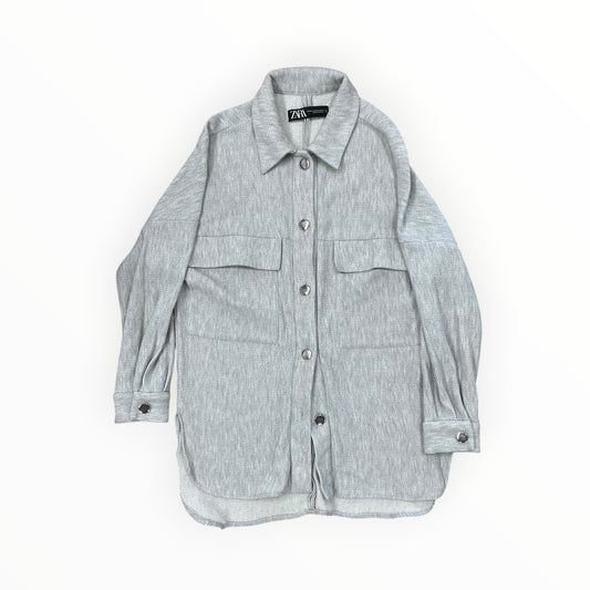 Jacket Shirt By Zara In Grey, Size:S