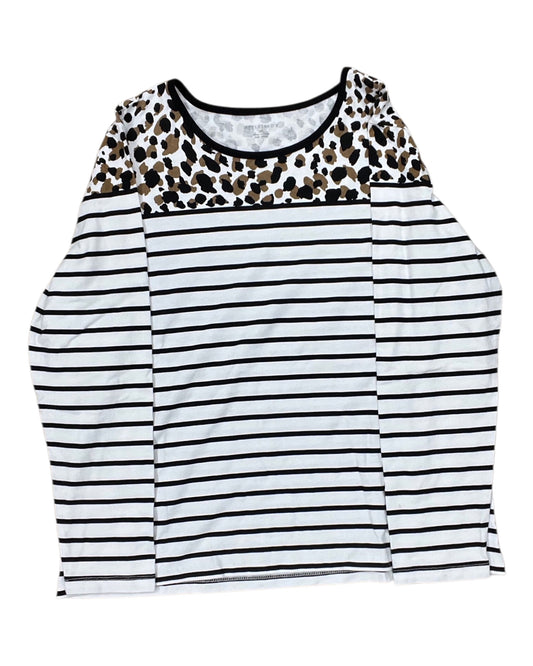 Top Ls By Appleseeds In Black & White, Size:Xl