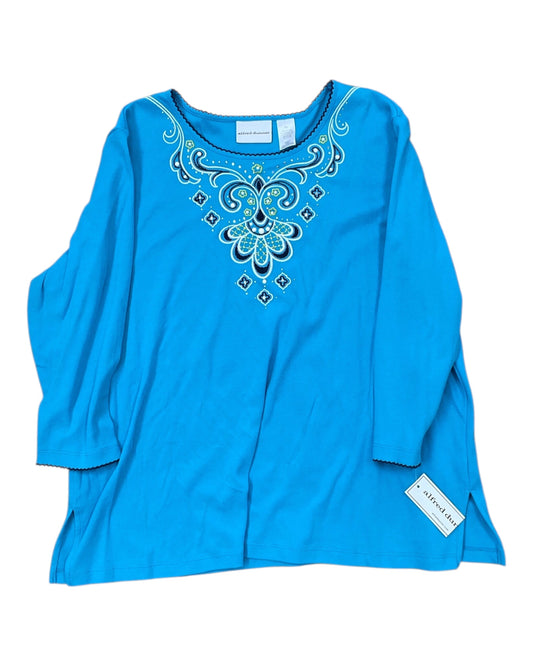 Top 3/4 Sleeve By Alfred Dunner In Blue, Size:Xl
