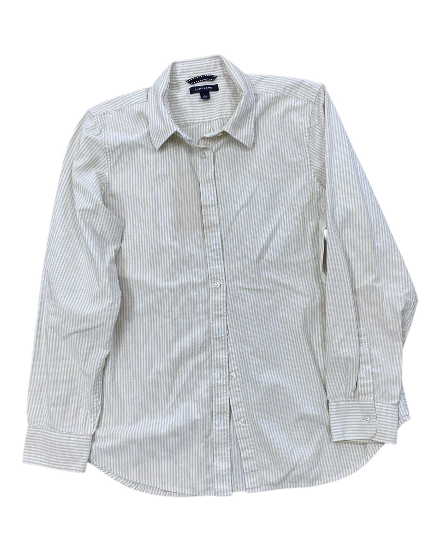 Blouse Ls By Lands End In Gold & White, Size:L
