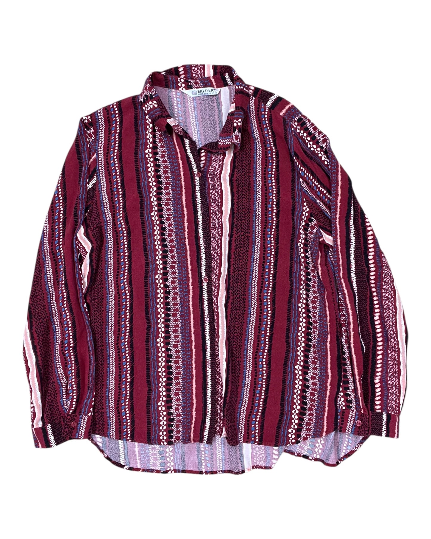 Blouse Ls By Clothes Mentor In Red & White, Size:L