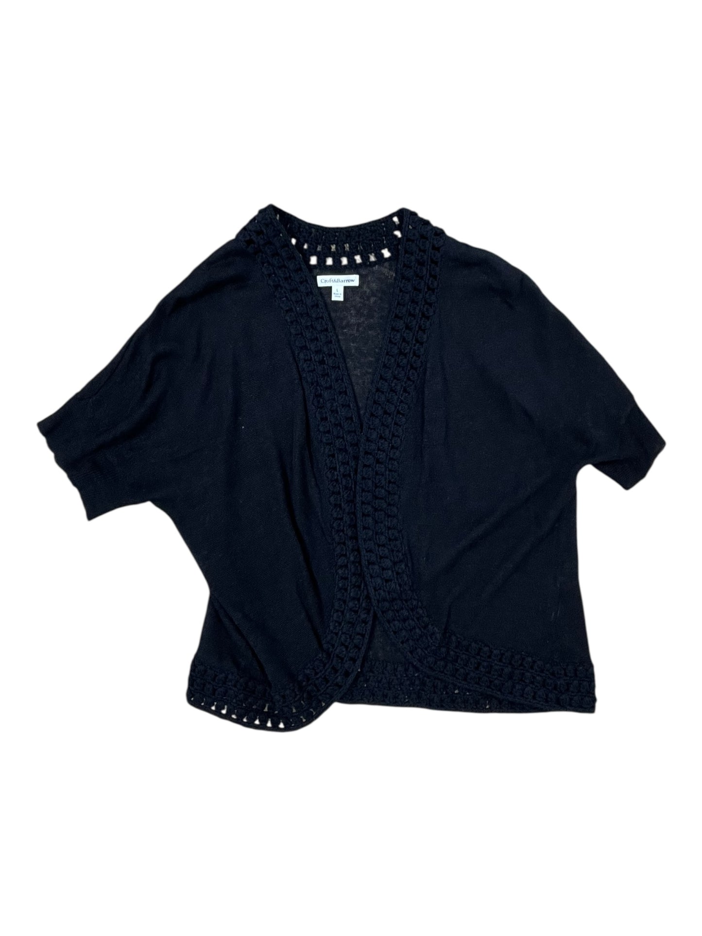 Cardigan By Croft And Barrow In Black, Size:L