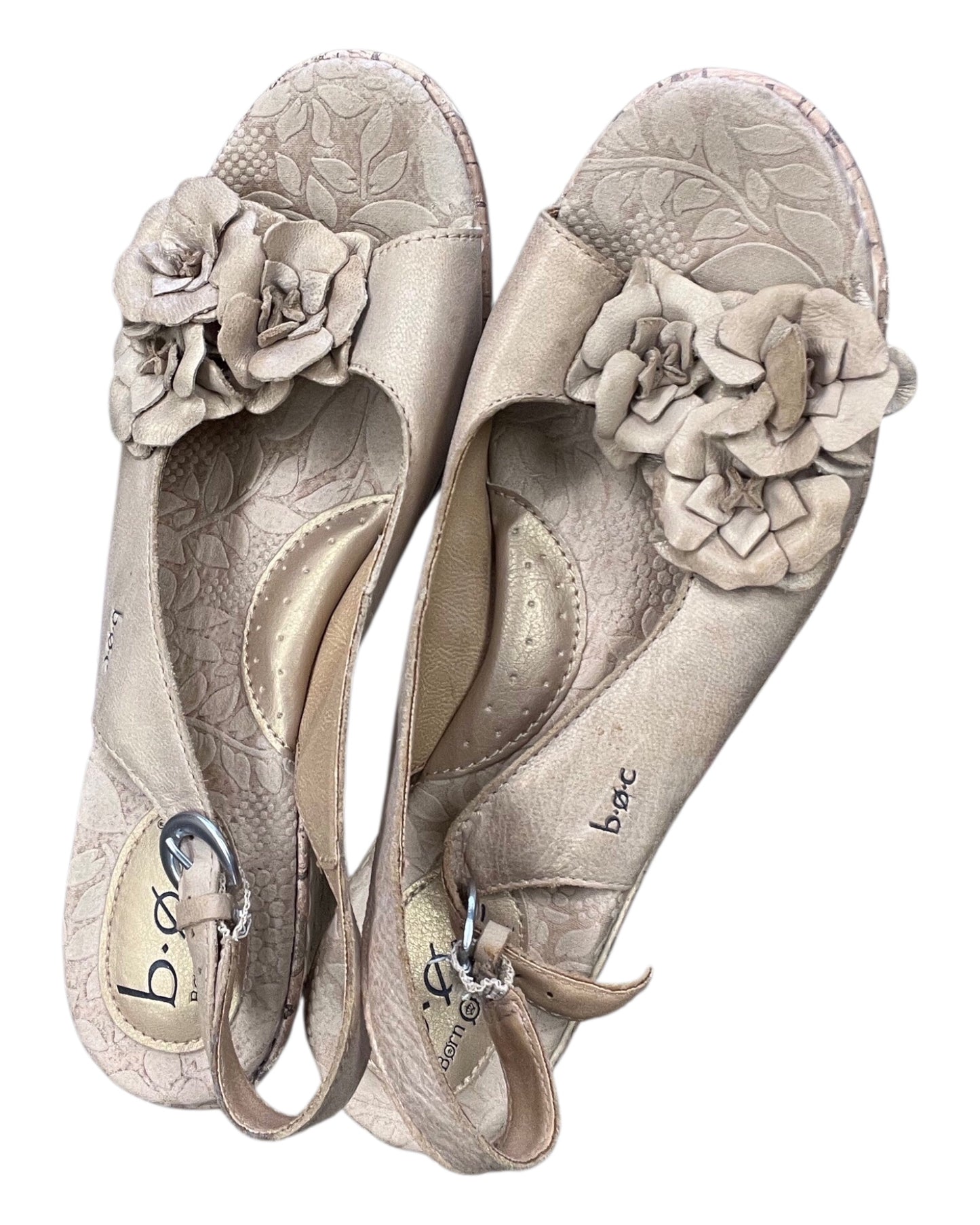 Sandals Heels Wedge By Boc In Tan, Size:8
