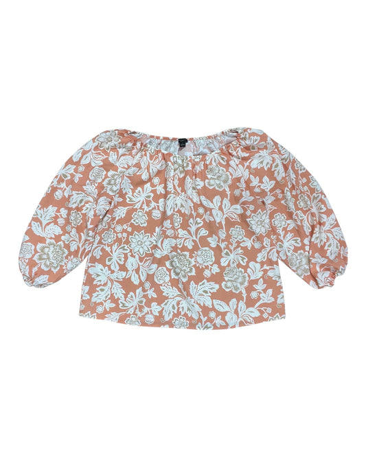 Top 3/4 Sleeve By Ann Taylor In Orange & White, Size:L