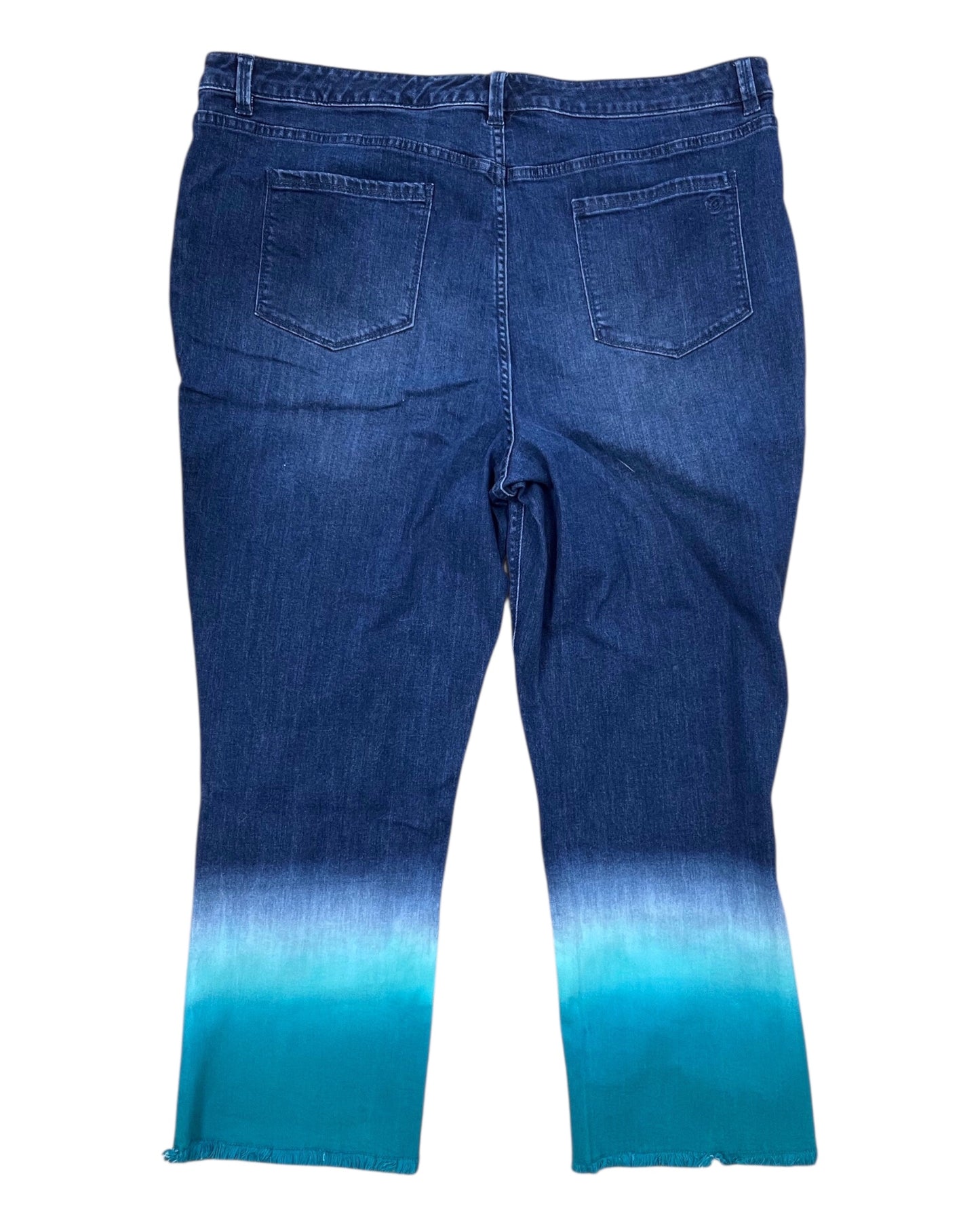 Jeans Cropped By Susan Graver In Blue Denim, Size:20