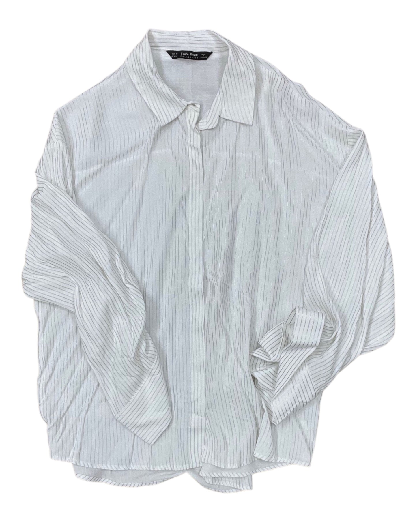 Blouse Ls By Zara In White, Size:M