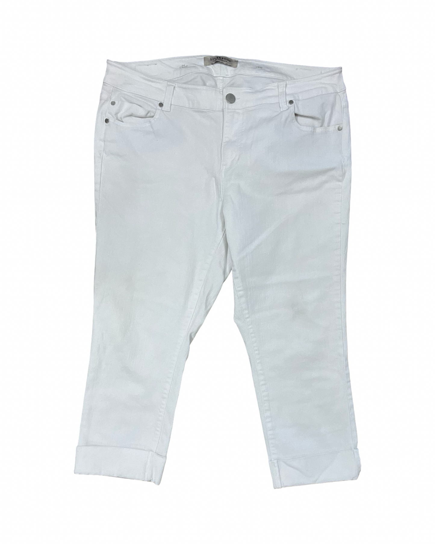 Jeans Cropped By Liverpool In White, Size:16