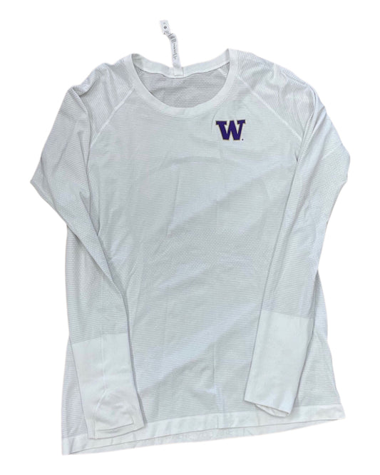 Athletic Top Ls Crewneck By Lululemon In White, Size:12