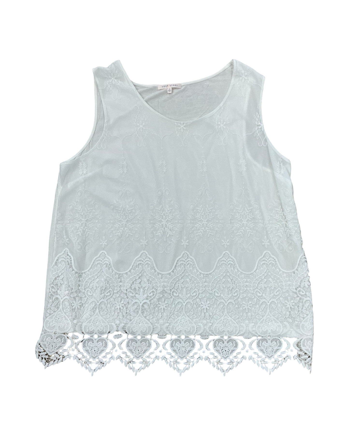 Top Sleeveless By Clothes Mentor In White, Size:2X