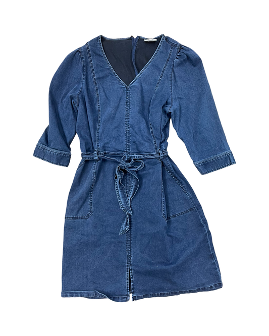 Dress Casual Midi By Liz Claiborne In Blue Denim, Size:16
