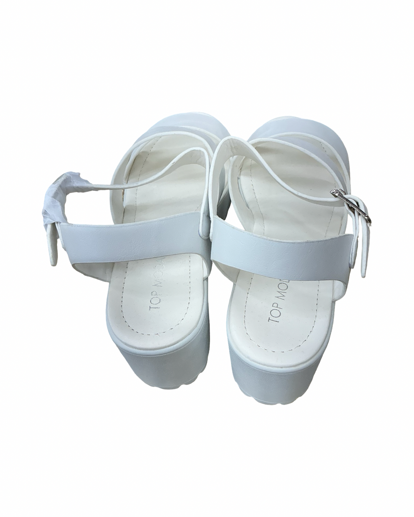 Sandals Heels Block By Top Moda In White, Size:8