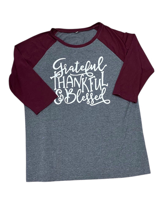 Top 3/4 Sleeve By Clothes Mentor In Grey & Red, Size:Xl