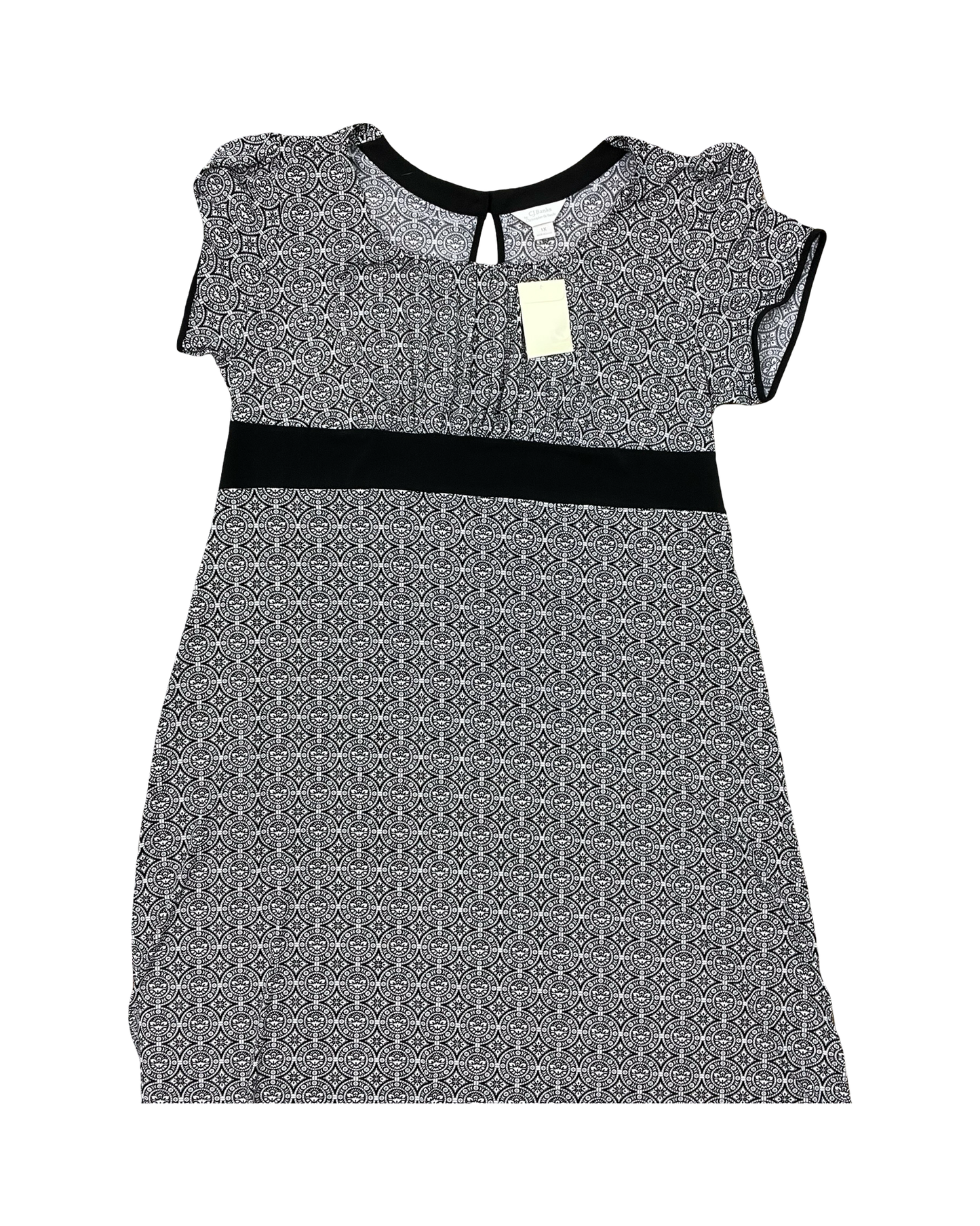 Dress Casual Midi By Cj Banks In Black & White, Size:1X
