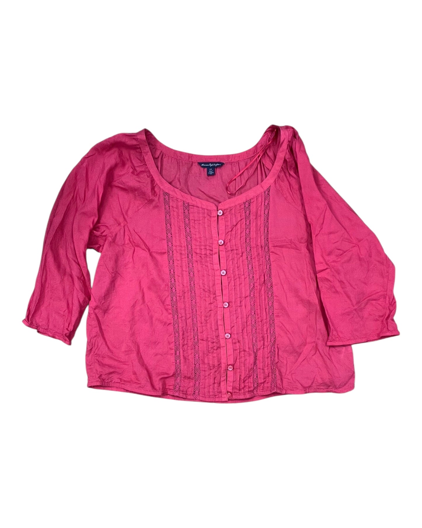 Top 3/4 Sleeve By American Eagle In Pink, Size:L