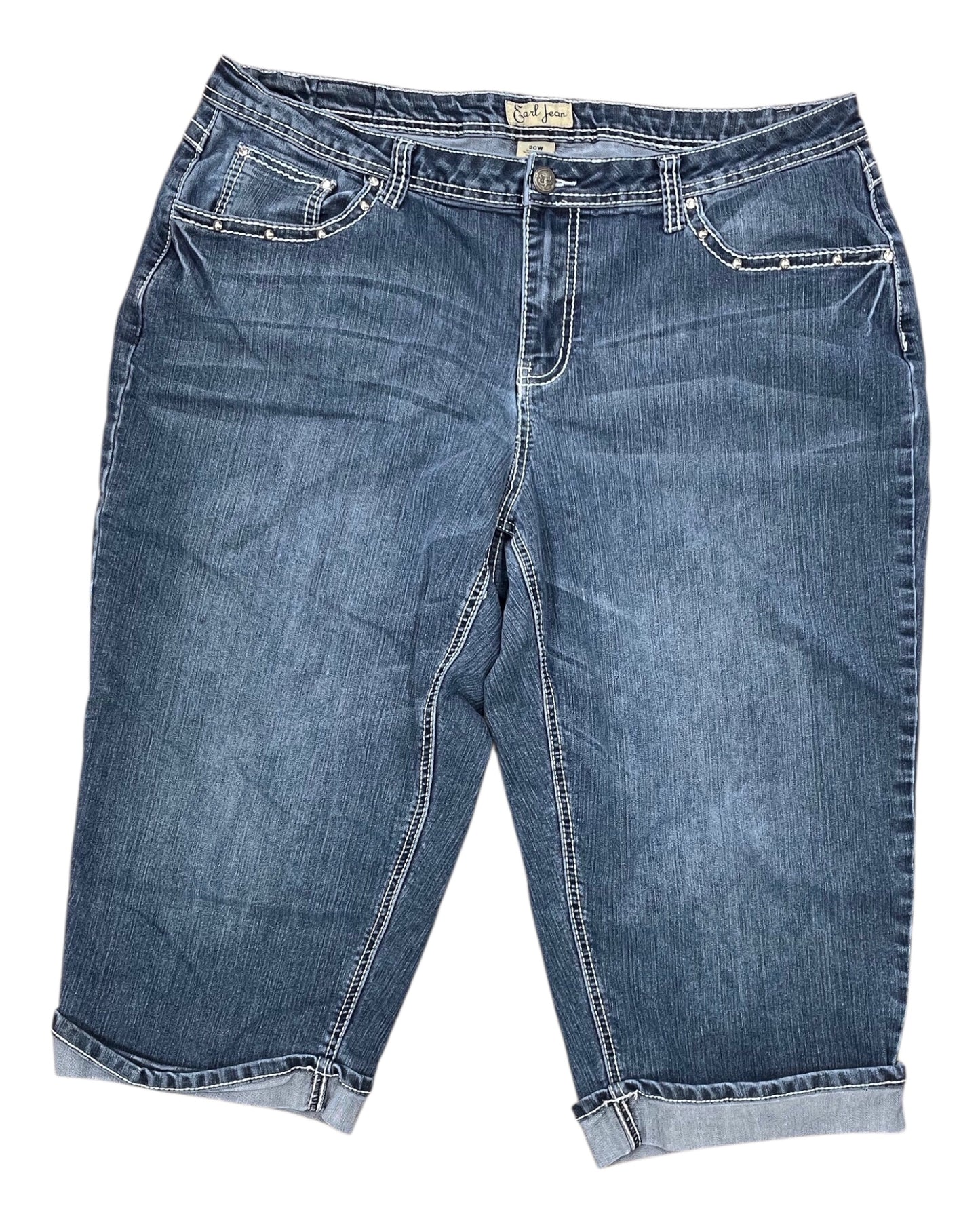 Jeans Cropped By Earl Jean In Blue Denim, Size:20