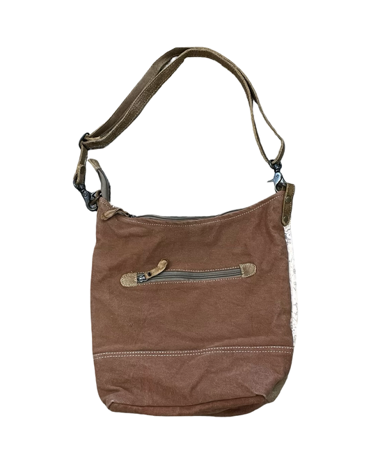 Crossbody By Myra In Brown & Cream, Size:Medium